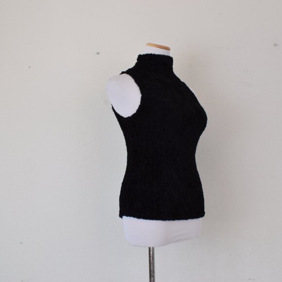 Vintage Y2K High Collared fuzzy Knit Top by Papaya USA - Picture 4 of 11